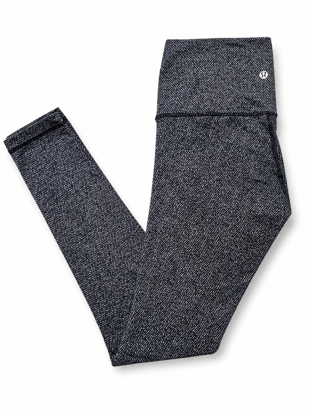 Lululemon Wunder Under Leggings Herringbone Grey Black Size 10